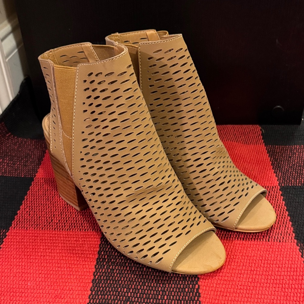 Steve Madden Camel Perforated Ankle Booties